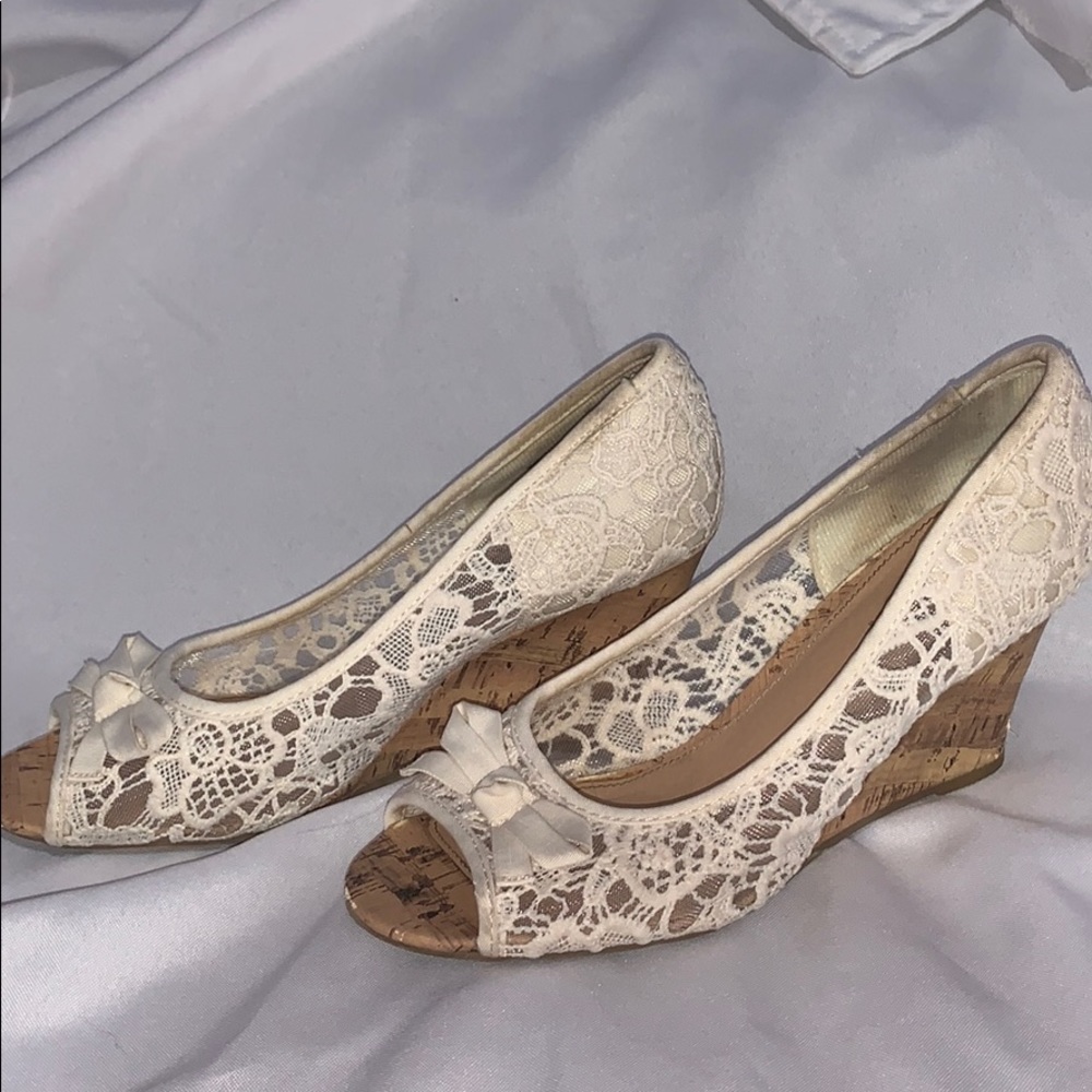 Wedge lace heels